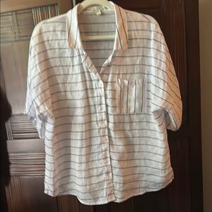 Garnet Hill White Shirt with Black Stripes